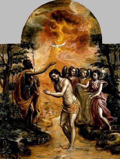 GRECO, El Baptism of Christ France oil painting art